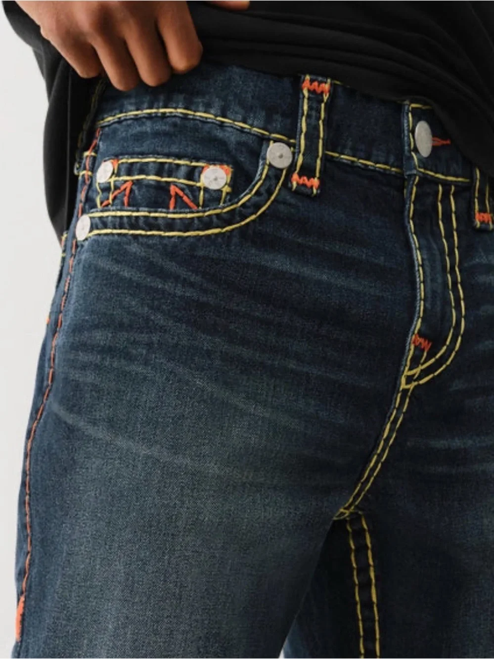 True Religion Joey Super T Multi rainbow Stitching